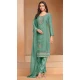 Green Organza Chiffon Embroidered Party Wear Salwar Suit - 147001293
