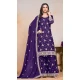 Chinon Sequin Embroidered Party Wear Palazzo Salwar Suit In Purple - 147201404