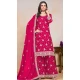 Chinon Sequin Embroidered Party Wear Palazzo Salwar Suit In Pink - 147201406