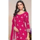 Chinon Sequin Embroidered Party Wear Palazzo Salwar Suit In Pink - 147201406