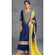 Chinon Embroidered Party Wear Palazzo Salwar Suit In Blue - 147231437