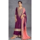 Chinon Embroidered Party Wear Palazzo Salwar Suit In Purple - 147231438