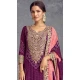 Chinon Embroidered Party Wear Palazzo Salwar Suit In Purple - 147231438