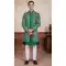 Green Silk Embroidered Designer Readymade Men's Indo Western - 9278186513