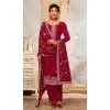 Red Georgette Embroidery Work Evening Wear Plus Size Palazzo Salwar Suit - 9586188181
