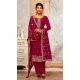 Red Georgette Embroidery Work Evening Wear Palazzo Salwar Suit - 9586188181