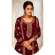 Maroon Georgette Embroidery Work Evening Wear Palazzo Salwar Suit - 9586188184