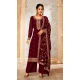 Maroon Georgette Embroidery Work Evening Wear Palazzo Salwar Suit - 9586188184