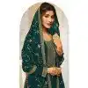 Teal Green Georgette Embroidery Work Evening Wear Plus Size Palazzo Salwar Suit - 9586188185