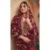 Georgette Embroidered Pakistani Style Plus Size Palazzo Salwar Suit In Maroon - 9588188190