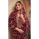 Georgette Embroidered Pakistani Style Palazzo Salwar Suit In Maroon - 9588188190