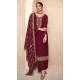 Georgette Embroidered Pakistani Style Palazzo Salwar Suit In Maroon - 9588188190