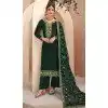 Georgette Embroidered Pakistani Style Plus Size Palazzo Salwar Suit In Green - 9588188191
