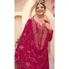 Georgette Embroidered Pakistani Style Plus Size Palazzo Salwar Suit In Red - 9588188192