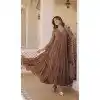 Coffee Faux Georgette Embroidered Party Wear Gown With Dupatta - 9601188267