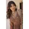 Coffee Faux Georgette Embroidered Party Wear Gown With Dupatta - 9601188267