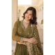 Mehendi Green Faux Georgette Embroidered Party Wear Gown With Dupatta - 9601188268