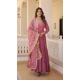 Onion Pink Faux Georgette Embroidered Party Wear Gown With Dupatta - 9601188269