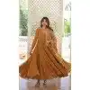 Mustard Faux Georgette Embroidered Party Wear Gown With Dupatta - 9601188270