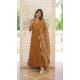 Mustard Faux Georgette Embroidered Party Wear Gown With Dupatta - 9601188270