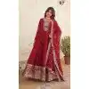 Georgette Sequins Work Function Wear Readymade Gown In Maroon - 9602188271