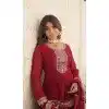 Georgette Sequins Work Function Wear Readymade Gown In Maroon - 9602188271