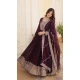 Georgette Sequins Work Function Wear Readymade Gown In Wine - 9602188273