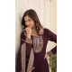 Georgette Sequins Work Function Wear Readymade Gown In Wine - 9602188273