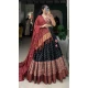 Black Tussar Silk Foil Printed Work Navratri Wear Chaniya Choli - 9667188688
