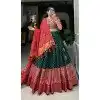 Bottle Green Tussar Silk Foil Printed Work Navratri Wear Plus Size Chaniya Choli - 9667188689