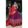 Rani Pink Tussar Silk Foil Printed Work Navratri Wear Plus Size Chaniya Choli - 9667188691