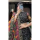 Tussar Silk Foil Printed Work Navratri Wear Chaniya Choli In Black - 9667188692