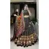 Tussar Silk Foil Printed Work Navratri Wear Plus Size Chaniya Choli In Black - 9667188692