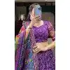 Purple Tussar Silk Foil Printed Work Navratri Wear Plus Size Chaniya Choli - 9667188693