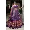 Purple Tussar Silk Foil Printed Work Navratri Wear Plus Size Chaniya Choli - 9667188693