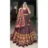 Wine Tussar Silk Foil Printed Work Navratri Wear Plus Size Chaniya Choli - 9667188694