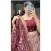 Tussar Silk Foil Printed Work Navratri Wear Plus Size Chaniya Choli In Maroon - 9668188695