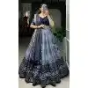 Tussar Silk Foil Printed Work Navratri Wear Plus Size Chaniya Choli In Navy Blue - 9668188696