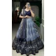 Tussar Silk Foil Printed Work Navratri Wear Chaniya Choli In Navy Blue - 9668188696