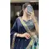 Tussar Silk Foil Printed Work Navratri Wear Plus Size Chaniya Choli In Blue - 9668188698
