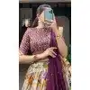 Tussar Silk Foil Printed Work Navratri Wear Plus Size Chaniya Choli In Off White - 9668188701