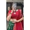 Tussar Silk Foil Printed Work Navratri Wear Plus Size Chaniya Choli In Green - 9668188705