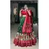 Tussar Silk Foil Printed Work Navratri Wear Plus Size Chaniya Choli In Green - 9668188705