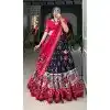 Navy Blue Tussar Silk Foil Printed Work Navratri Wear Plus Size Chaniya Choli - 9668188706