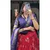Red Tussar Silk Foil Printed Work Navratri Wear Plus Size Chaniya Choli - 9668188708