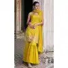 Mustard Faux Georgette Embroidered Party Wear Designer Sharara Suit - 143147962