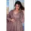 Purple Maslin Digital Printed Festival Wear Readymade Salwar Kameez - 143648262