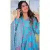 Maslin Digital Printed Festival Wear Readymade Salwar Kameez In Sky Blue - 143648263