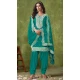 Green Chanderi Embroidered Designer Wear Patiala Salwar Suit - 143898417