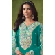 Green Chanderi Embroidered Designer Wear Patiala Salwar Suit - 143898417